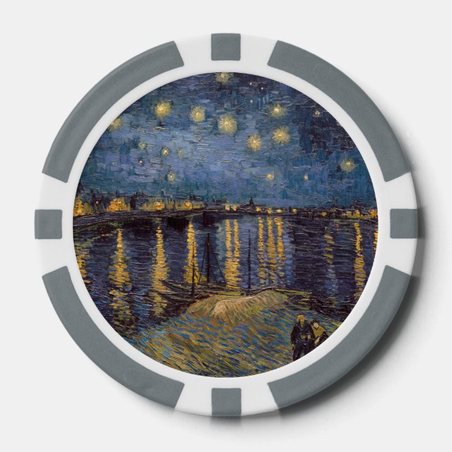 Starry Night Over Rhone River by Vincent Van Gogh Poker Chips (Front)