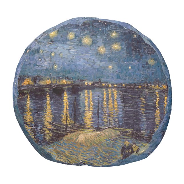 Starry Night Over Rhone River by Vincent Van Gogh Pouf (Bottom)