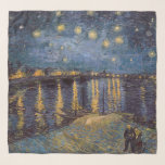 Starry Night Over Rhone River by Vincent Van Gogh Scarf<br><div class="desc">Dreamlike story inspired by Vincent Van Gogh's Night Over the Rhône: The air hummed with the low thrum of the river, a lullaby that lulled the senses. Two figures, their faces obscured by the soft glow of the gas lamps, strolled along the riverbank. They moved with a gentle sway, as...</div>