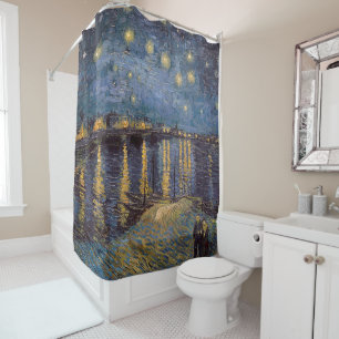 Starry Night Over Rhone River by Vincent Van Gogh Shower Curtain