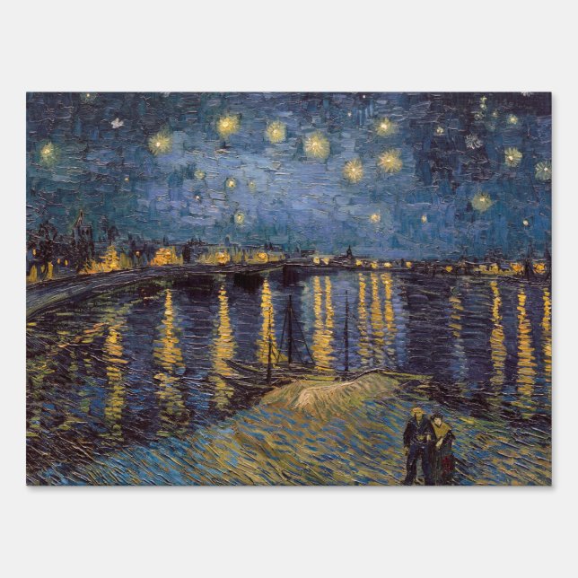 Starry Night Over Rhone River by Vincent Van Gogh Sign (Front)