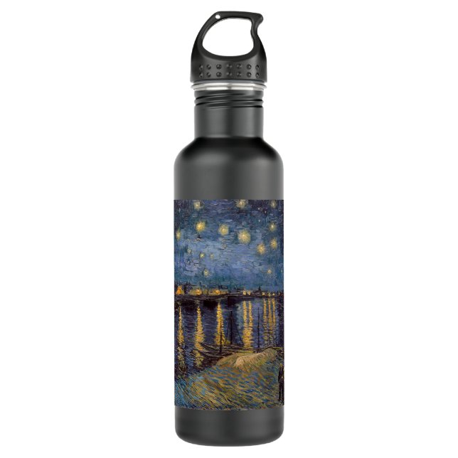 Starry Night Over Rhone River by Vincent Van Gogh Stainless Steel Water Bottle (Front)
