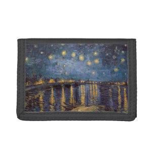 Starry Night Over Rhone River by Vincent Van Gogh Tri-fold Wallet