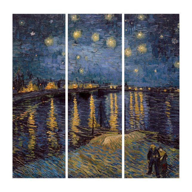 Starry Night Over Rhone River by Vincent Van Gogh Triptych (Front)