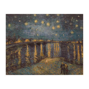 Starry Night Over Rhone River by Vincent Van Gogh Wood Wall Art