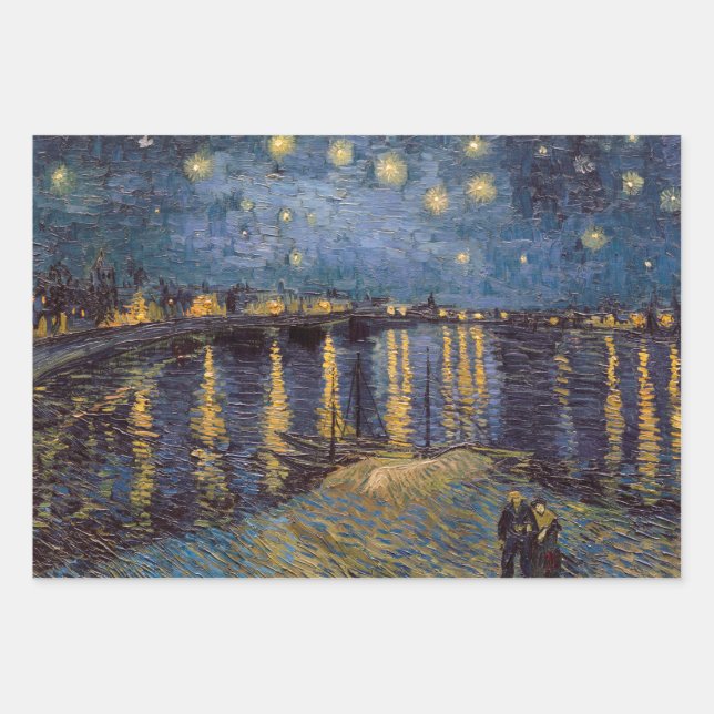Starry Night Over Rhone River by Vincent Van Gogh Wrapping Paper Sheets (Front)