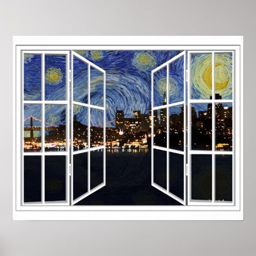 Starry Night Over San Francisco California Poster