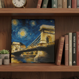 Starry Night Over the Danube Ceramic Tile