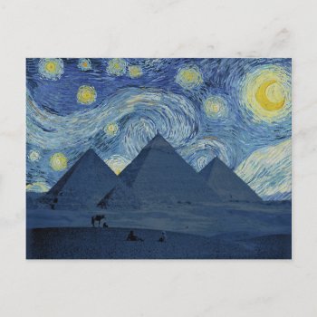 Starry Night Over The Pyramids Postcard by lazyrivergreetings at Zazzle