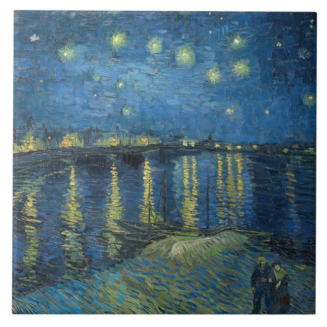 Starry Night Over the Rhone (1888) Vincent van Gog Ceramic Tile (Front)