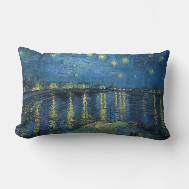 Starry Night Over the Rhone (1888) Vincent van Gog Lumbar Pillow (Front)