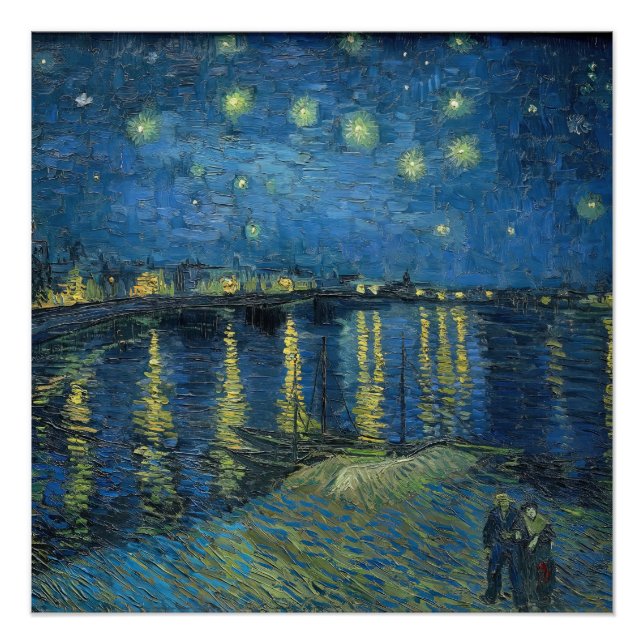 Starry Night Over the Rhone (1888) Vincent van Gog Poster (Front)