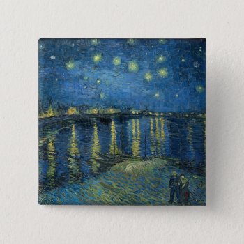 Starry Night Over The Rhône Button by vintage_gift_shop at Zazzle