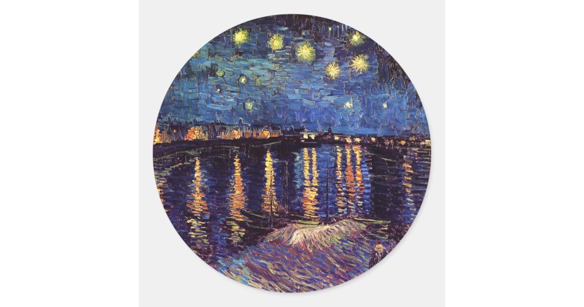 Starry night over the Rhone by Van Gogh Classic Round Sticker | Zazzle