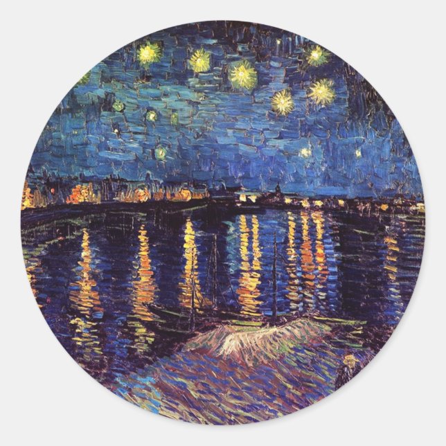 Starry night over the Rhone by Van Gogh Classic Round Sticker (Front)