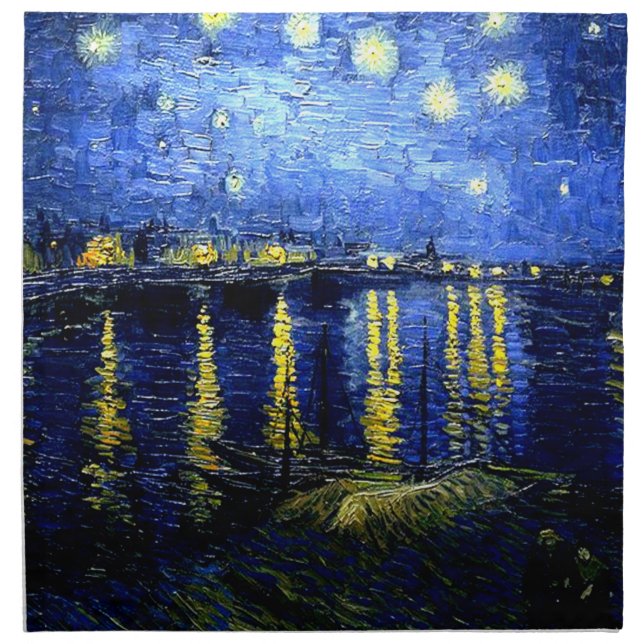 Starry Night over the Rhone by van Gogh Cloth Napkin (Front)