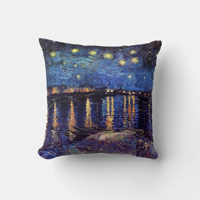 Starry night over the Rhone by Van Gogh Throw Pillow (Front)