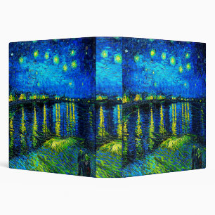 Starry Night Over the Rhone by Vincent Van Gogh 3 Ring Binder
