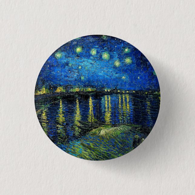 Starry Night Over the Rhone by Vincent Van Gogh Button (Front)