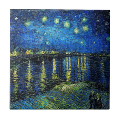 Starry Night Over the Rhone by Vincent Van Gogh Ceramic Tile