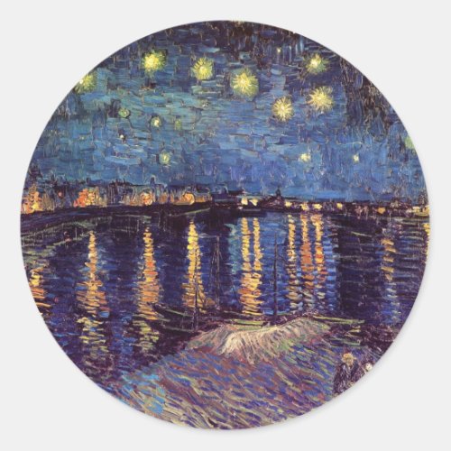 Starry Night Over the Rhone by Vincent van Gogh Classic Round Sticker