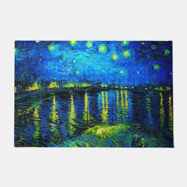 Starry Night Over the Rhone by Vincent Van Gogh Doormat (Front)