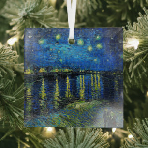 Starry Night Over the Rhone by Vincent Van Gogh Glass Ornament