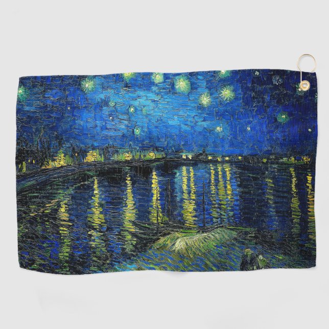 Starry Night Over the Rhone by Vincent Van Gogh Golf Towel (Horizontal)