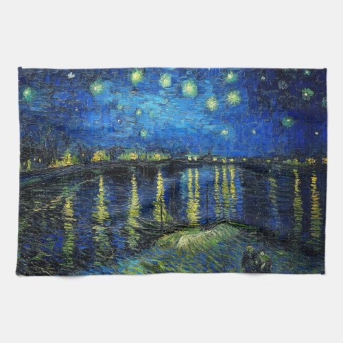 Starry Night Over the Rhone by Vincent Van Gogh Kitchen Towel