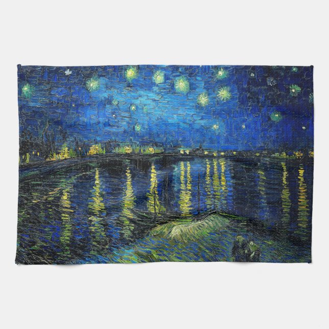 Starry Night Over the Rhone by Vincent Van Gogh Kitchen Towel (Horizontal)