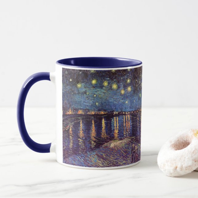 Starry Night Over the Rhone by Vincent van Gogh Mug (With Donut)