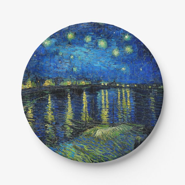 Starry Night Over the Rhone by Vincent Van Gogh Paper Plates (Front)