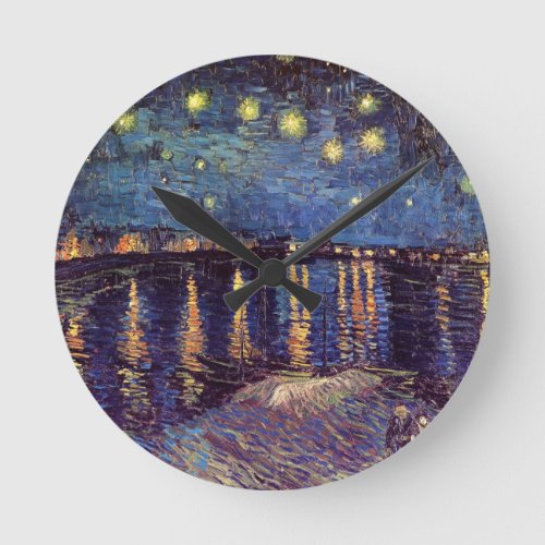 Starry Night Over the Rhone by Vincent van Gogh Round Clock