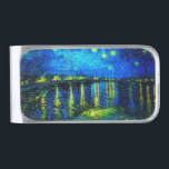 Starry Night Over the Rhone by Vincent Van Gogh Silver Finish Money Clip<br><div class="desc">Starry Night Over the Rhone by Vincent Van Gogh. This is an old masterpiece from the dutch master painter Vincent Van Gogh. This fine painting has beautiful, vibrant, saturated color. Vincent Van Gogh was a dutch post impressionist painter. This painting was painted on the banks of Rhone in France. This...</div>