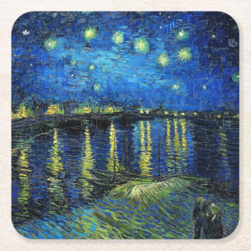 Starry Night Over the Rhone by Vincent Van Gogh Square Paper Coaster
