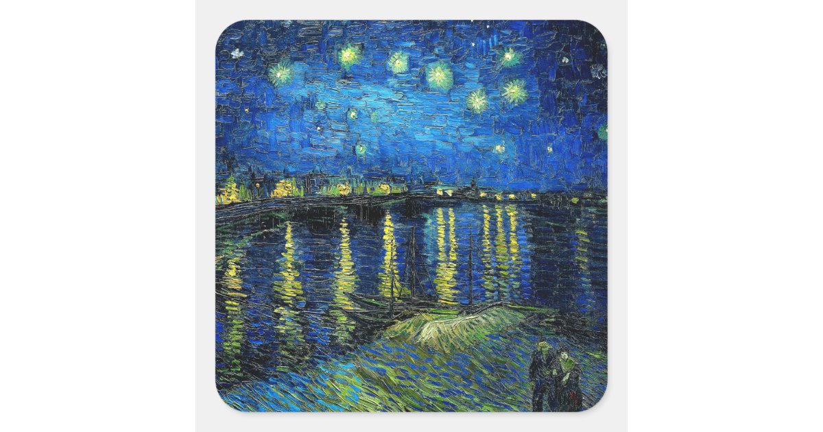 Starry Night Over the Rhone by Vincent Van Gogh Square Sticker | Zazzle