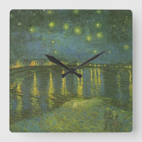 Starry Night Over the Rhone by Vincent van Gogh Square Wall Clock