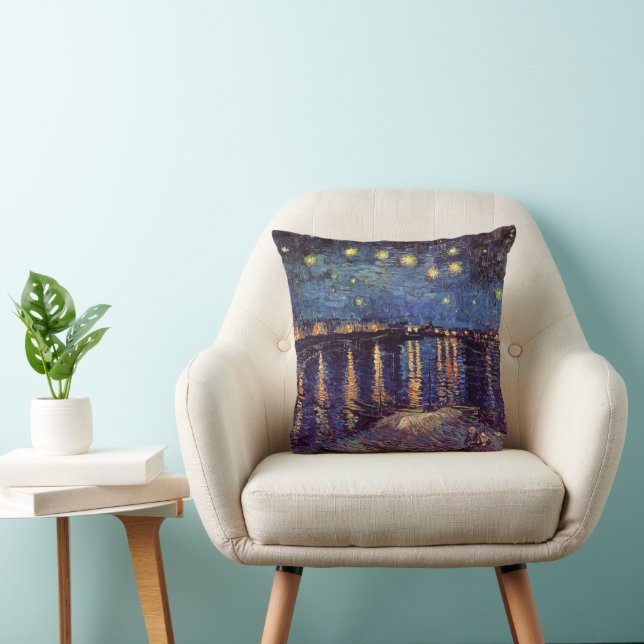 Starry Night Over the Rhone by Vincent van Gogh Throw Pillow (Chair)