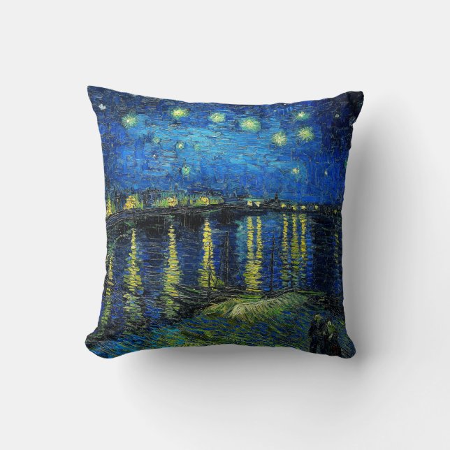 Starry Night Over the Rhone by Vincent Van Gogh Throw Pillow (Front)