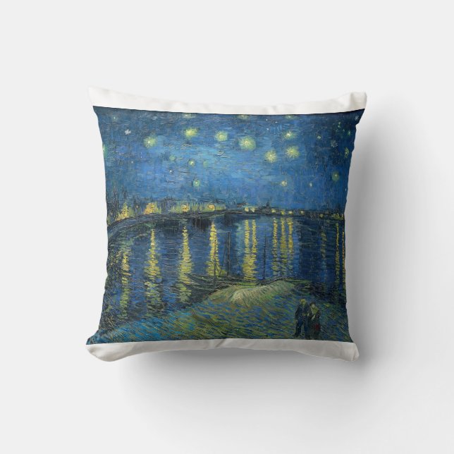 Starry Night Over the Rhone by Vincent van Gogh Throw Pillow (Front)
