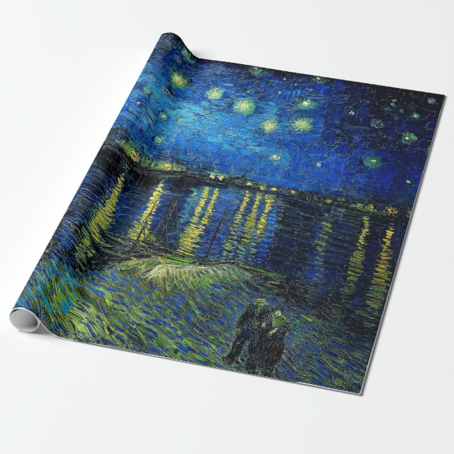 Starry Night Over the Rhone by Vincent Van Gogh Wrapping Paper (Unrolled)