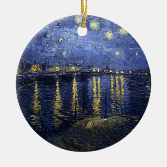 Starry Night Over the Rhône Ceramic Ornament (Front)