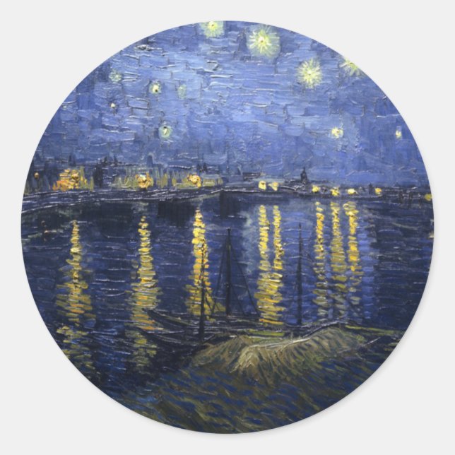 Starry Night Over the Rhône Classic Round Sticker (Front)