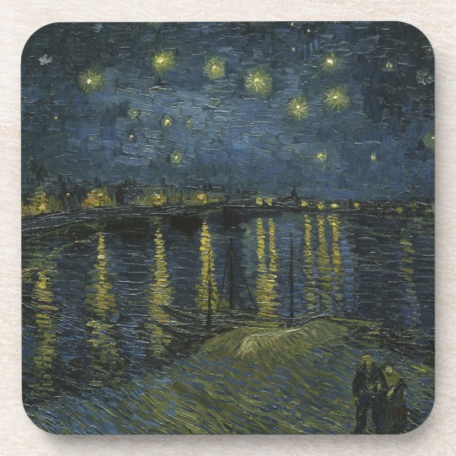 Starry Night Over the Rhône, oil painting Van Gogh Beverage Coaster (Front)