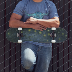 Starry Night Over the Rhône, oil painting Van Gogh Skateboard