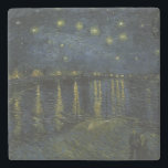 Starry Night Over the Rhône, oil painting Van Gogh Stone Coaster<br><div class="desc">Vincent Van Gogh, September 1888 oil on canvas modern art post-impressionist nighttime landscape painting depicting a deep blue starry night sky over the Rhône River, in Arles France it was painted on the quay on the eastern side of the river, by the light from a gas lamp, en plein air...</div>
