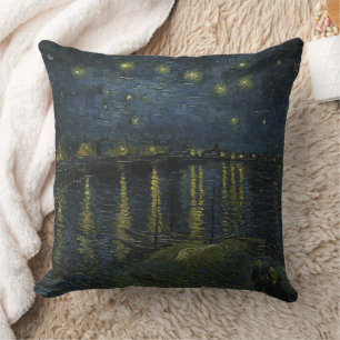 Starry Night Over the Rhône, oil painting Van Gogh Throw Pillow