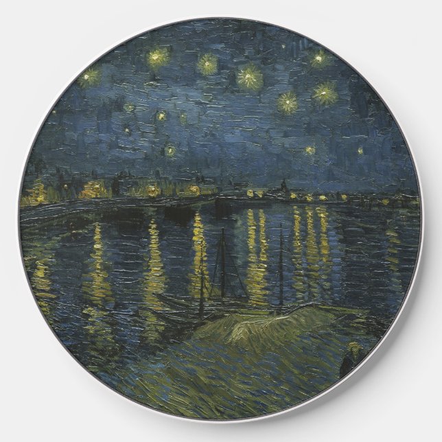 Starry Night Over the Rhône, oil painting Van Gogh Wireless Charger (Front)
