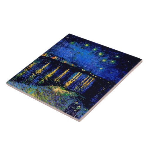 Starry Night Over the Rhone Van Gogh Fine Art Tile