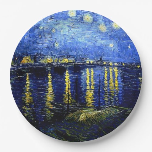 Starry Night over the Rhone van Gogh masterpiece Paper Plates